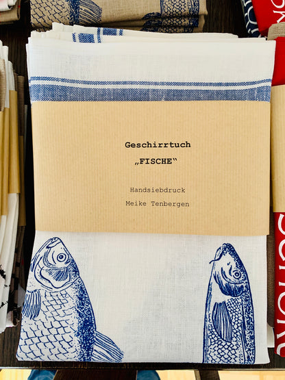 Fische -Geschirrtuch - weiß