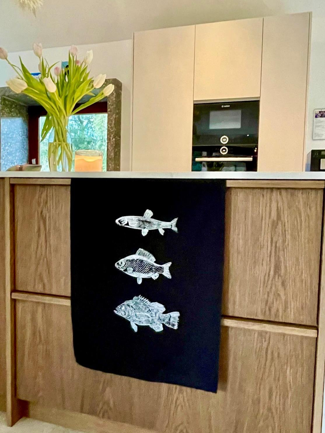 Fische - Geschirrtuch - schwarz