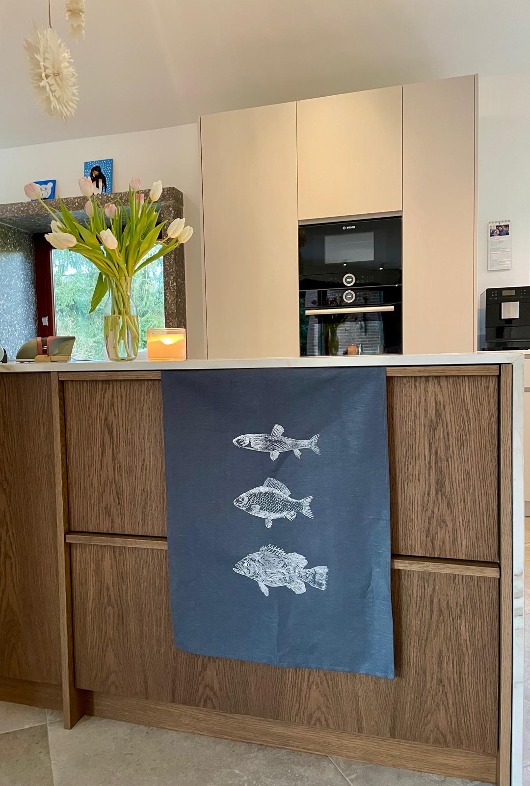 Fische - Geschirrtuch - Anthrazit