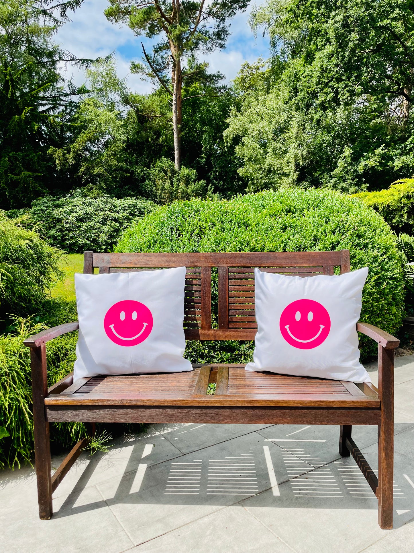 smiley-Outdoorkissen weiß - wasserdicht